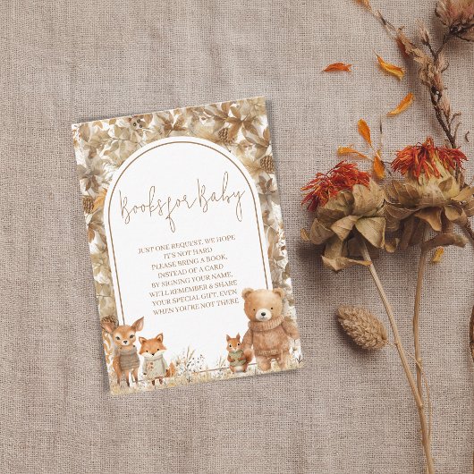 Carte D'accompagnement Boho Arch Fall Woodland Animaux Livres pour bébé