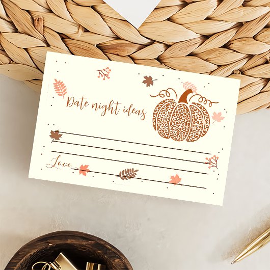 Carte D'accompagnement Boho Automne Citrouille Fête des mariées Date Jeu