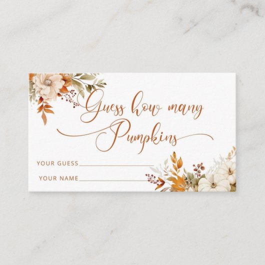 Carte D'accompagnement Boho automne devinez combien de citrouilles (Devant)