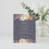 Carte D'accompagnement BOHO automne feuille florale marine bleu aquarelle (Debout devant)