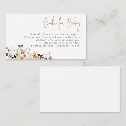 Carte D'accompagnement Boho Automne Fleurs sauvages Livres pour bébé (Devant / Derrière)