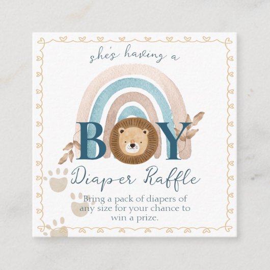 Carte D'accompagnement Boho Baby Boy Lion Cub Déchets Raffle (Devant)