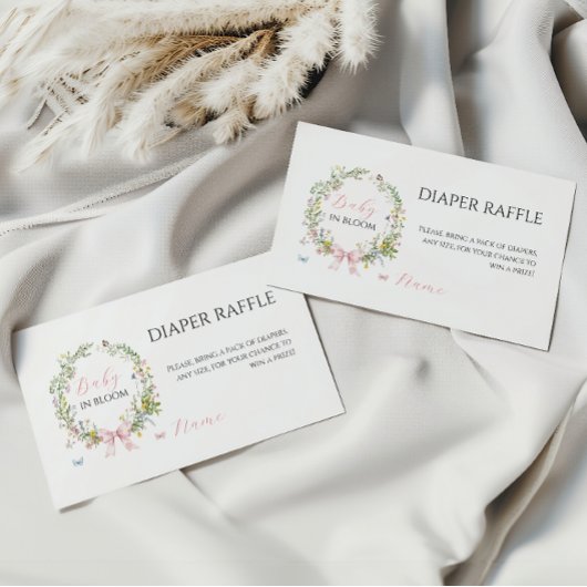 Carte D'accompagnement Boho Baby en fleur Pink Bow Baby shower couche