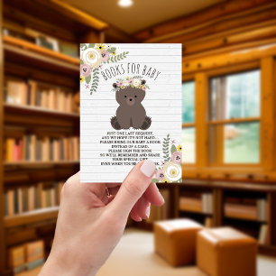 Carte D'accompagnement Boho Bear Grey Wood Baby shower Demande de réserva