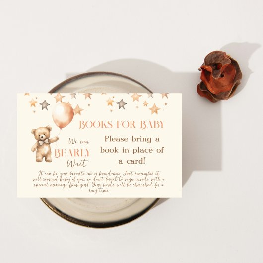 Carte D'accompagnement Boho Bearly Wait Beige Bear Books for Baby shower