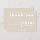 Carte D'accompagnement Boho Beige Hello Merci Order Small Business (Devant / Derrière)