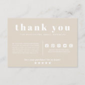 Carte D'accompagnement Boho Beige Hello Merci Order Small Business (Devant)