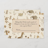 Carte D'accompagnement Boho Beige Jungle Animaux Déchets Raffle (Devant / Derrière)