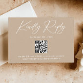 Carte D'accompagnement Boho Beige Neutre Mariage RSVP Qr Code