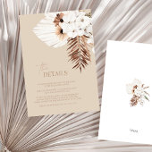 Carte D'accompagnement Boho Beige Pampas Grass Orchid Détails du Mariage