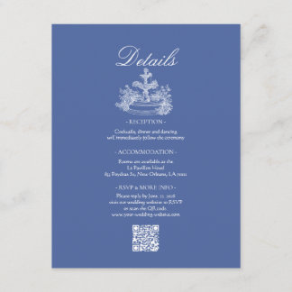 Carte D'accompagnement Boho Bleu Poussiéreux Détail Mariage