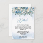 Carte D'accompagnement Boho bleu poussiéreux hydrangée et détails de rose (Devant / Derrière)