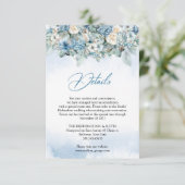 Carte D'accompagnement Boho bleu poussiéreux hydrangée et détails de rose (Debout devant)