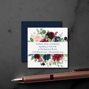 Carte D'accompagnement Boho Blooms   Guirlande rustique marine et burgund