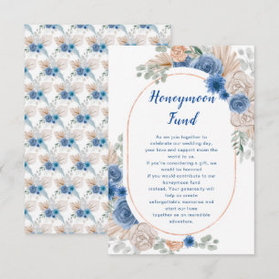 Carte D'accompagnement Boho Blue Pampas Grass Mariage fonds de lune de mi