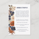 Carte D'accompagnement Boho Blue Rust Floral Reception Directions Mariage (Devant)