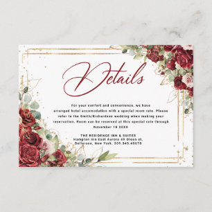 Carte D'accompagnement Boho Blush Bourgogne Floral Or Mariage géométrique