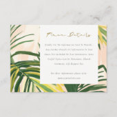 Carte D'accompagnement Boho Blush Green Tropical Palm Détails du Mariage (Devant)