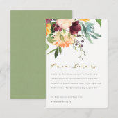 Carte D'accompagnement Boho Blush Jaune Orange Floral Mariage Détail (Devant / Derrière)