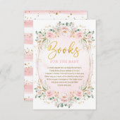 Carte D'accompagnement Boho Blush Pink Gold Flower Livres pour bébé fille (Devant / Derrière)