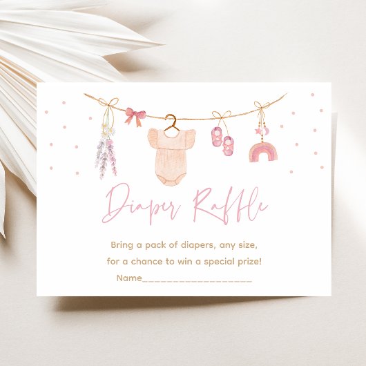 Carte D'accompagnement Boho Blush rose fille Baby shower Déchets Raffle