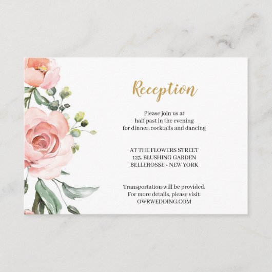 Carte D'accompagnement Boho Blush rose Floral Rose or géométrique Enclos (Devant)