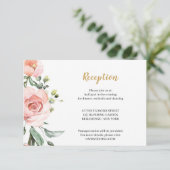 Carte D'accompagnement Boho Blush rose Floral Rose or géométrique Enclos (Debout devant)