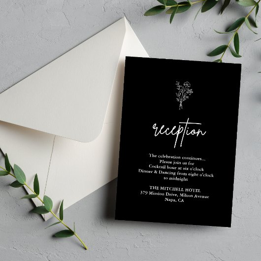 Carte D'accompagnement Boho Botanical Black Wedding Réception