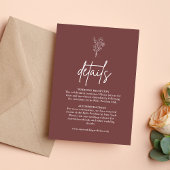 Carte D'accompagnement Boho Botanical Mauve Détails du Mariage