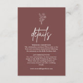 Carte D'accompagnement Boho Botanical Mauve Détails du Mariage (Devant)