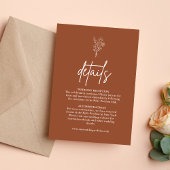 Carte D'accompagnement Boho Botanical Terracotta Détails du Mariage