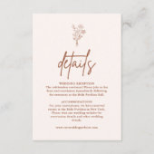 Carte D'accompagnement Boho Botanical Terracotta Détails du Mariage (Devant)