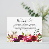 Carte D'accompagnement Boho Bourgogne Fleurs Printemps Mariage Souhaiter (Debout devant)