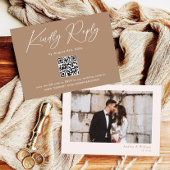 Carte D'accompagnement Boho Brown mariage Taupe RSVP QR Code
