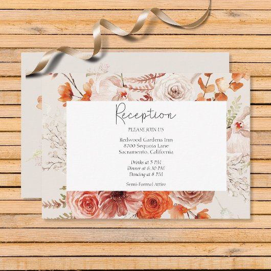Carte D'accompagnement Boho Brûlé Orange Arc Floral Monogramme Beige