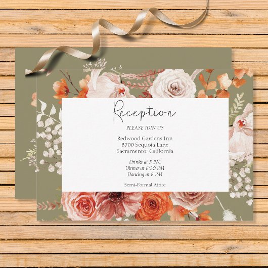 Carte D'accompagnement Boho Brûlé Orange Arc Floral Monogramme Sage