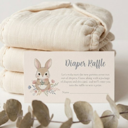 Carte D'accompagnement Boho Bunny Watercolor Diaper Raffle