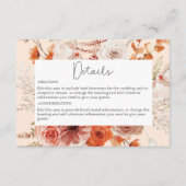 Carte D'accompagnement Boho Burange Fall Floral Peach Détails (Devant)