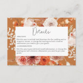 Carte D'accompagnement Boho Burange Fall Floral Rust Détails (Devant)
