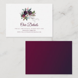 Carte D'accompagnement Boho Burgundy Floral Détails du Mariage