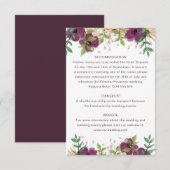 Carte D'accompagnement Boho burgundy floral mariages informations invités (Devant / Derrière)