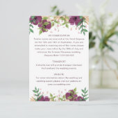Carte D'accompagnement Boho burgundy floral mariages informations invités (Debout devant)
