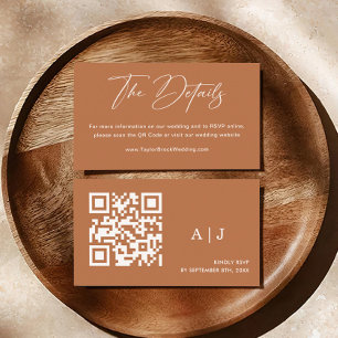 Carte D'accompagnement Boho Burnt Orange Site Mariage Qr Code