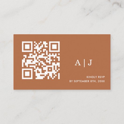 Carte D'accompagnement Boho Burnt Orange Site Mariage Qr Code (Dos)