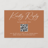 Carte D'accompagnement Boho Burnt Orange Wedding RSVP QR Code (Devant)