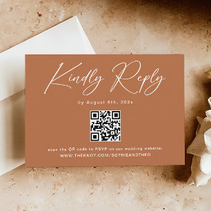Carte D'accompagnement Boho Burnt Orange Wedding RSVP QR Code