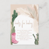 Carte D'accompagnement Boho cactus pampas bottes bébé apporter un livre (Devant)