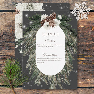 Carte D'accompagnement Boho Charcoal Pine Winter Sparkings Détails