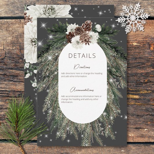 Carte D'accompagnement Boho Charcoal Pine Winter Sparkings Détails