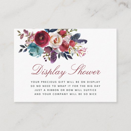 Carte D'accompagnement Boho Chic Baby shower floral Display Douche (Devant)